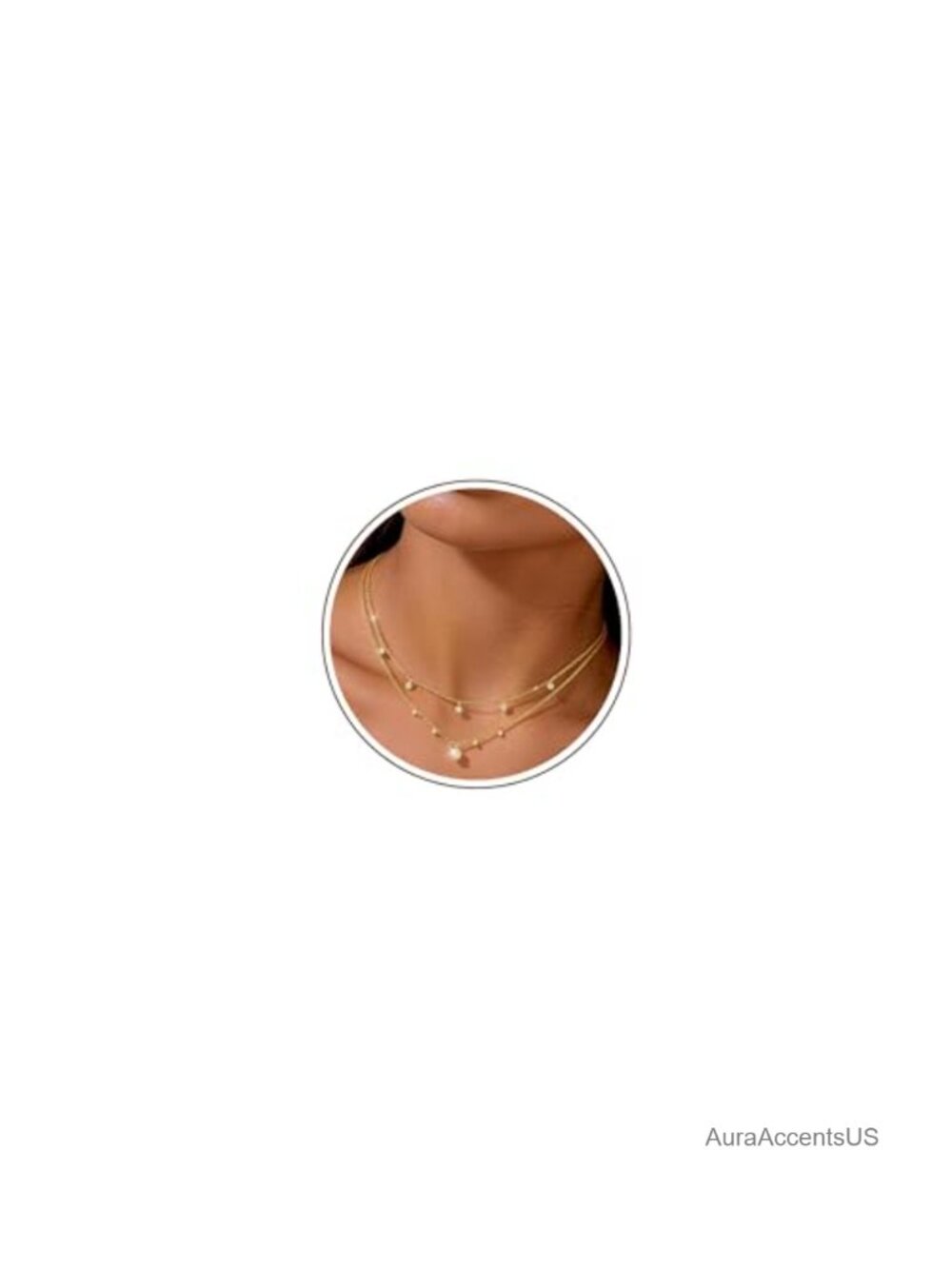 Layered 14K Gold Plated Pendant Necklace for Women Chain Silver Plated